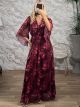 Muslin GoldenThread Maxi Dress-6312/Burgundy