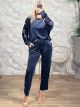 Sar-Velvet GoldButtons Set/Navy Blue