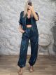 Sar-Animal Striped Tracksuit Set-26400/Petrol