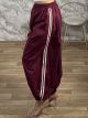DoubleStripe Cotton Pants-26108/Burgundy