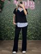 Viscose Short Sleeves Shirt Set/Black