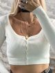 The-Knitted Buttons CropTop-1172/White