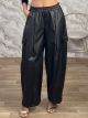 The-Leather Cargo Pants-1083/Black