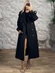 Suede Long Trench Coat-14365/Black