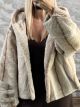 Spi-Short Hooded Furry Coat/Ecru