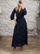 Fringed Texture Maxi Skirt-1589/Black
