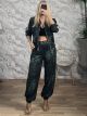 Sar-Animal Striped Tracksuit Set-26400/Green