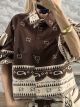 Boho Balloon Sleeves Shirt-16980/Chocolat