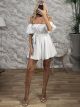 Strapless Satin Playsuit/White