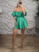 Strapless Satin Playsuit/Light Forest Green
