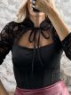 The-Lace & Caps Top-12426/Black