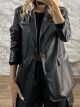 The-Leather Textured Blazer-85172/Black