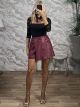 Alfa-Leather Skort-51034/Burgundy