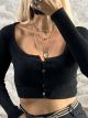 The-Knitted Buttons CropTop-1172/Black