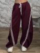 Zoz-Balloon Stripes Pants-30190/Burgundy