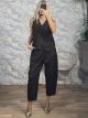 Vat-Striped Vest & Pants Set-41898/Chocolat