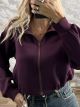 The-Bomber Sweatshirt Cardigan-49589/Burgundy
