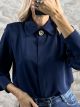 Lok-Pads & Brooch Shirt-89468/Navy Blue