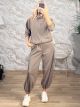Zoz-Striped Viscose Tracksuit Set-8161/Mocca