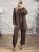 Lnd-Plus Size Crep Suit-2607/Chocolat