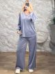 Sar-Velvet Wide Ve Set-24069/Grey