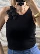 Knitted Flowers Brooch Top-195/Black