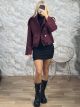 Zoz-Βlack Buttons Short Coat-80961/Burgundy