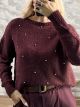 Zoz-Big Strass Sweater-897/Burgundy