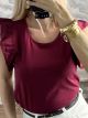 Ruffle Sleeves TShirt-1673/Burgundy