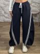 Zoz-Balloon Stripes Pants-30190/Navy Blue