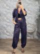 Sar-Animal Striped Tracksuit Set-26400/Purple