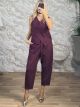 Vat-Striped Vest & Pants Set-41898/Burgundy