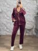 The-Velvet LeopardStripe Tracksuit-91129/Burgundy