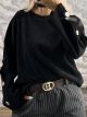 Oversized Buttons Sweatshirt-93135/Black