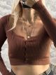 The-Knitted Buttons CropTop-1172/Chocolat