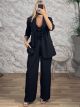 The-Faded Sripes Suit-81026/Black