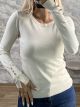 Soft Knitted RoundNeck Top-77632/Ecru