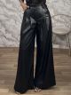 The-Leather Wide Pants-14506/Black
