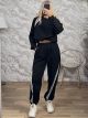 CropTop Striped Set-23550/Black