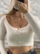 The-Knitted Buttons CropTop-1172/Vanilla