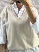 Lil-Viscose Sweater Vest-8782/Ecru