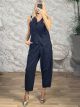 Vat-Striped Vest & Pants Set-41898/Navy Blue