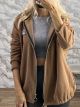 Zipper Cord Cardigan-25759/Camel
