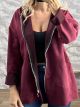 Lnd-Suede Hooded Cardigan-0252/Burgundy