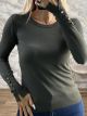 Soft Knitted RoundNeck Top-77632/Dark Khaki