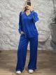 Sar-Velvet Wide Ve Set-24069/Blue Royal