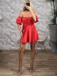 Strapless Satin Playsuit/Red