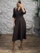 Ton-Semizie Belt Midi Dress-3368/Chocolat