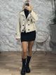 Zoz-Βlack Buttons Short Coat-80961/Beige