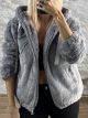 Hooded Bomber Furry Coat-1200/Grey